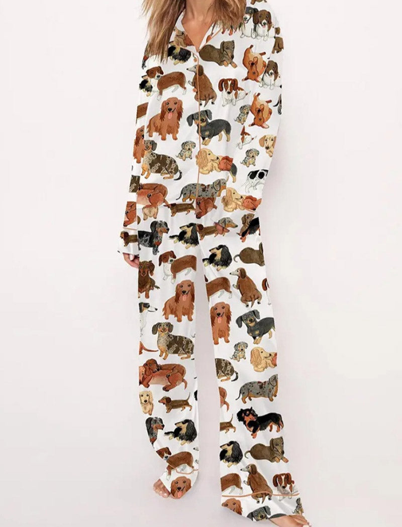 Short-Sleeve Christmas Print Pajama Set