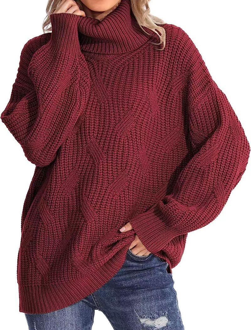 Oversized Turtleneck Knit Sweater
