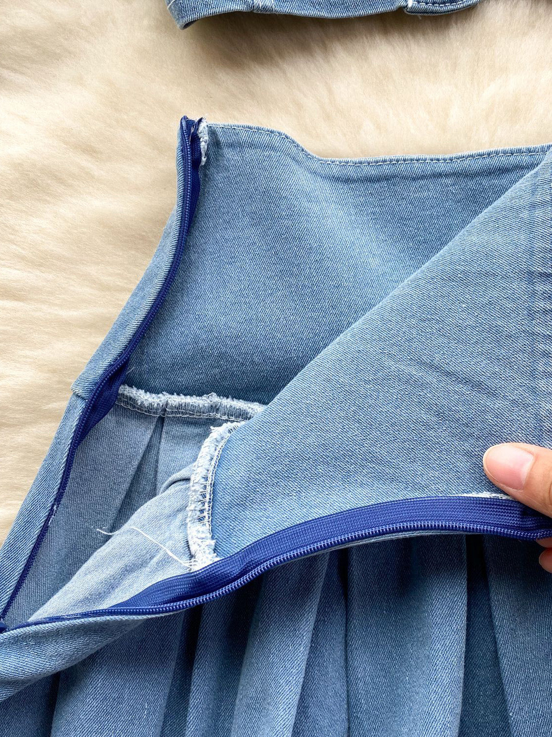 Denim Corset Top & Pleated Mini Skirt Set