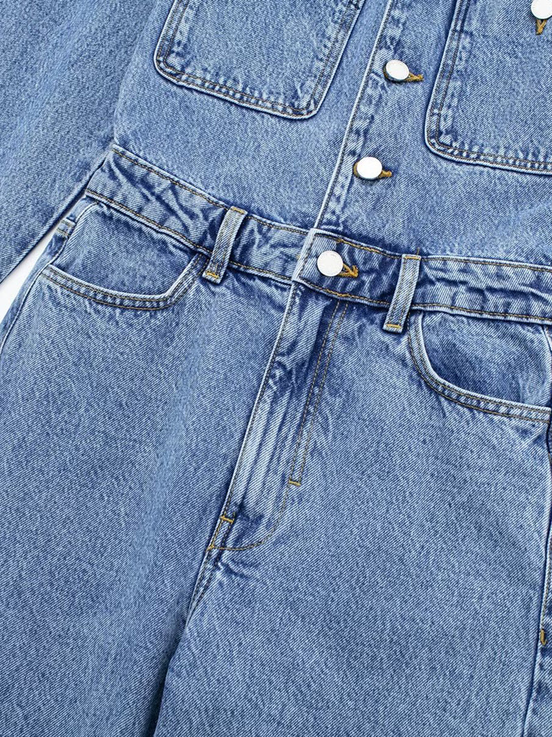 Buttoned Denim Jumpsuit
