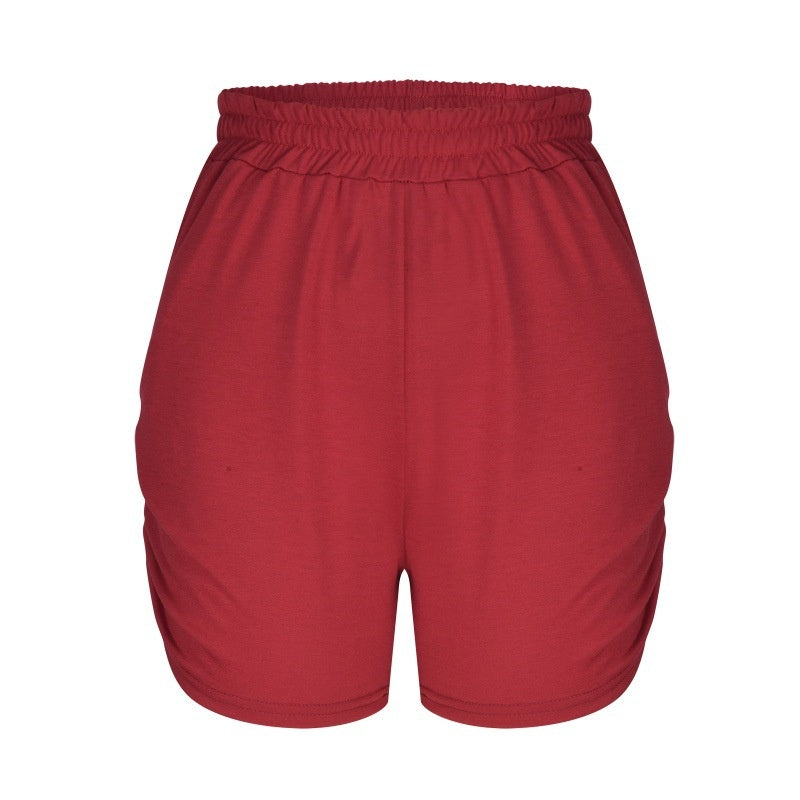 Casual High-Waisted Shorts with Side Ruching