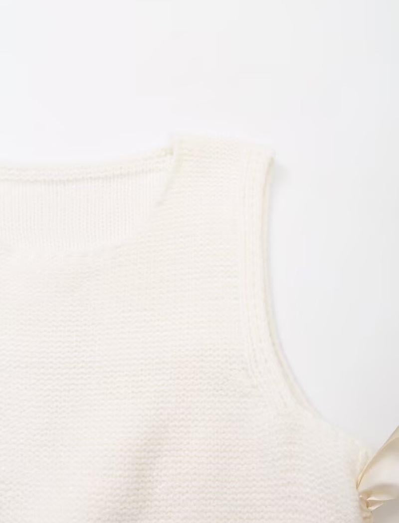 Knit Bows Sleeveless Vest