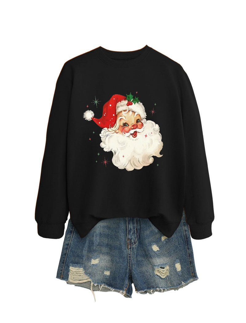 Vintage Santa Print Casual Top