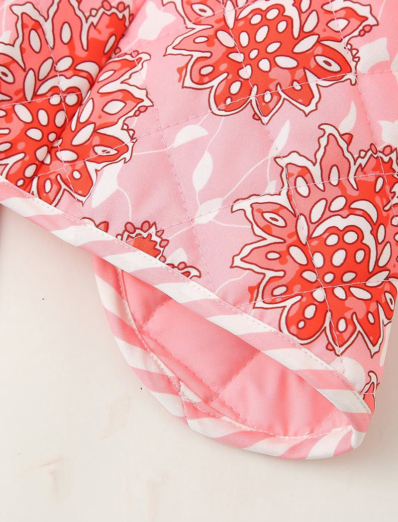 V-Neck Floral Print Cardigan Vest