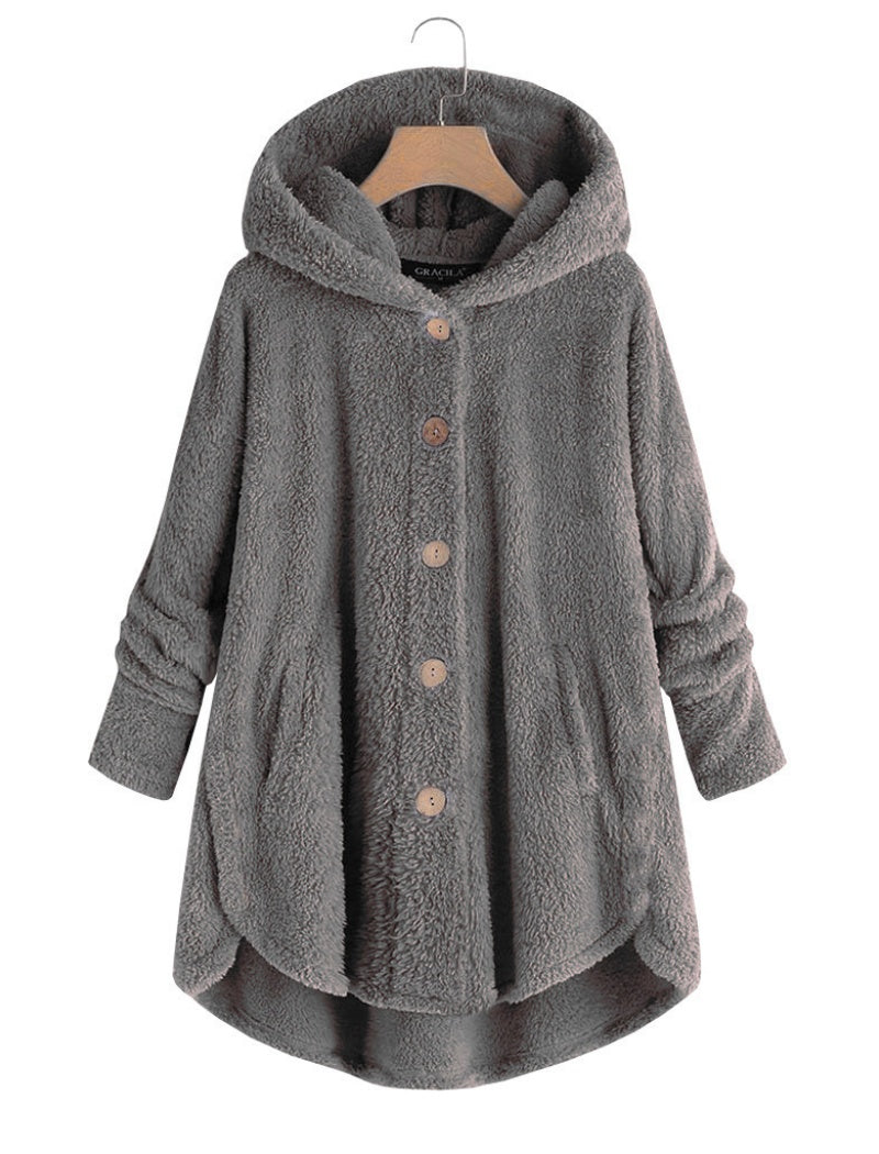 Button-Up Cozy Hooded Jacket