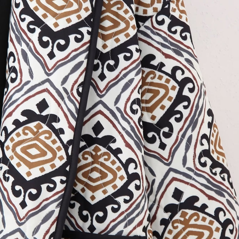 Patterned Open-Front Knit Jacket