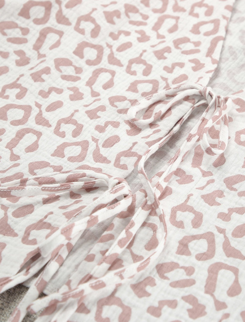 Leopard Print Tie-Front Lounge Set