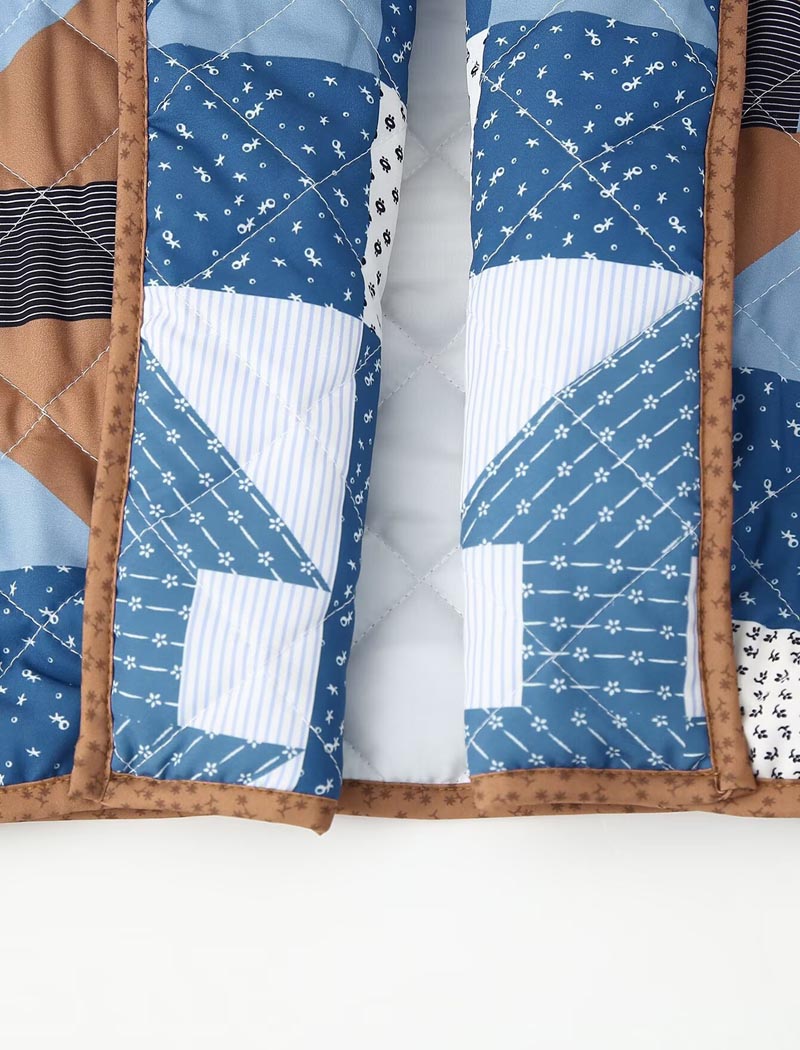 Quilted Patchwork Open-Front Jacket