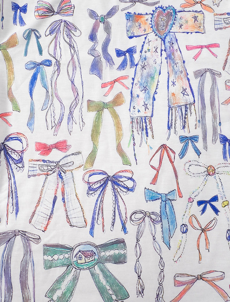 Bowknot Printed Slim Long Sleeve Tee