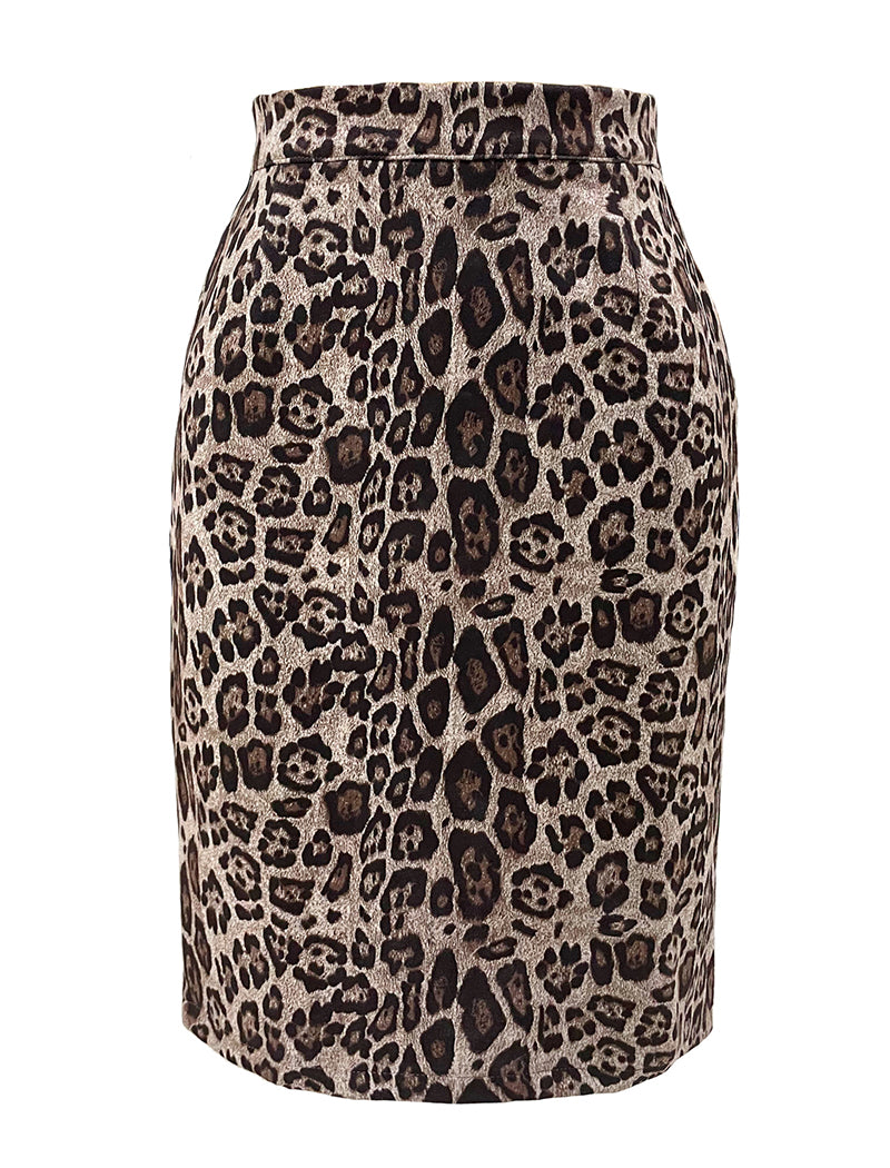 High-Waisted Animal Print Pencil Skirt