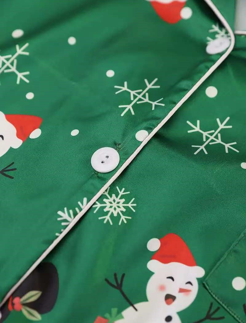 Christmas Pattern Satin Pajama Set