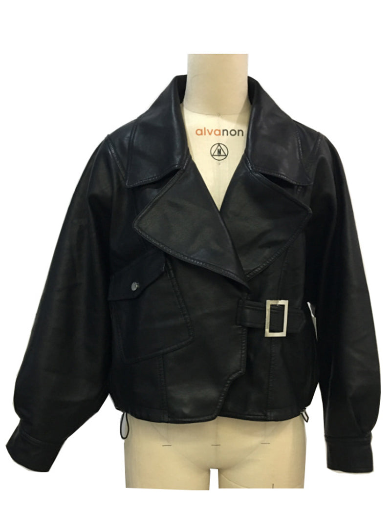 Cropped Faux Leather Jacket