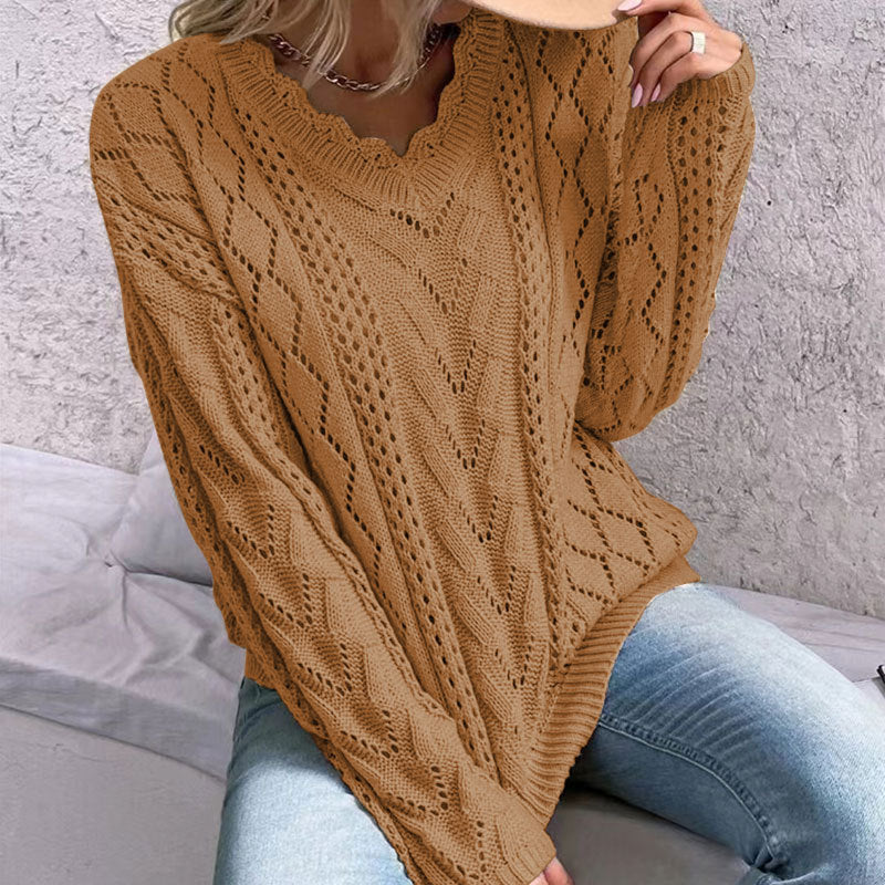 Scalloped Cable Knit Sweater