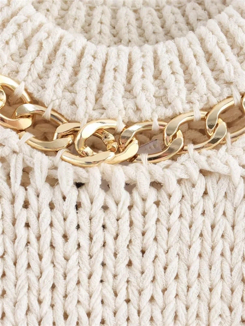 Chain Detail Knit Sleeveless Top