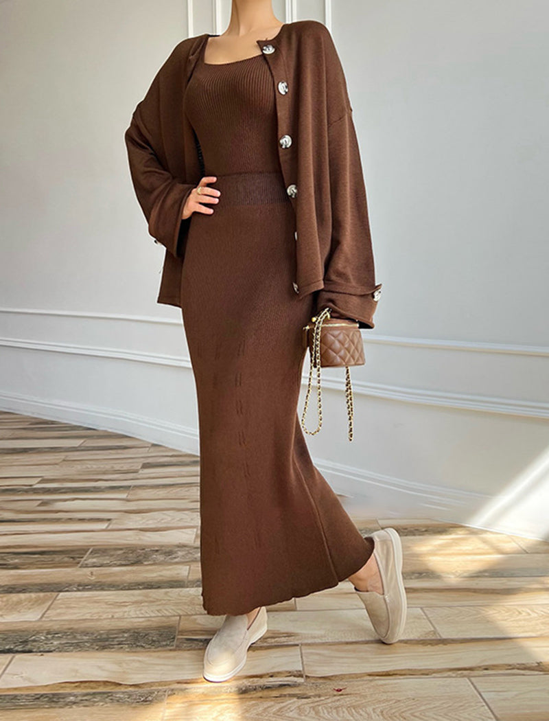 Knitted Skirt and Cardigan Set