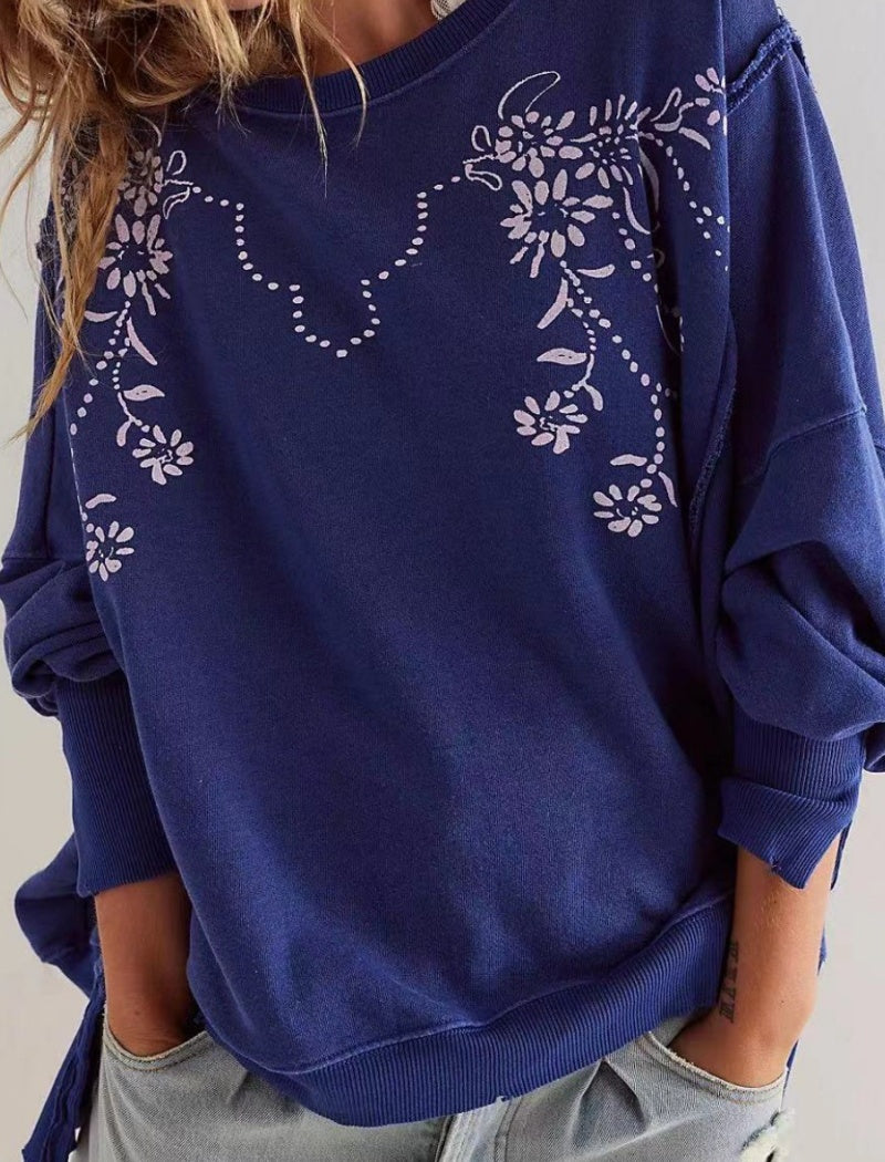 Drop-Shoulder Graphic Crewneck Top