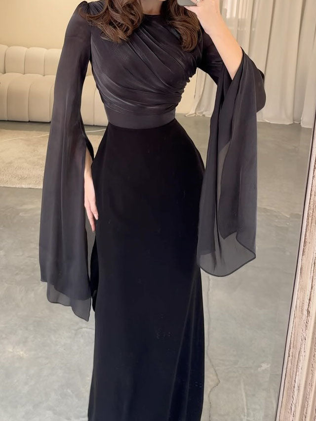 Draped Sleeves Bodycon Maxi Dress