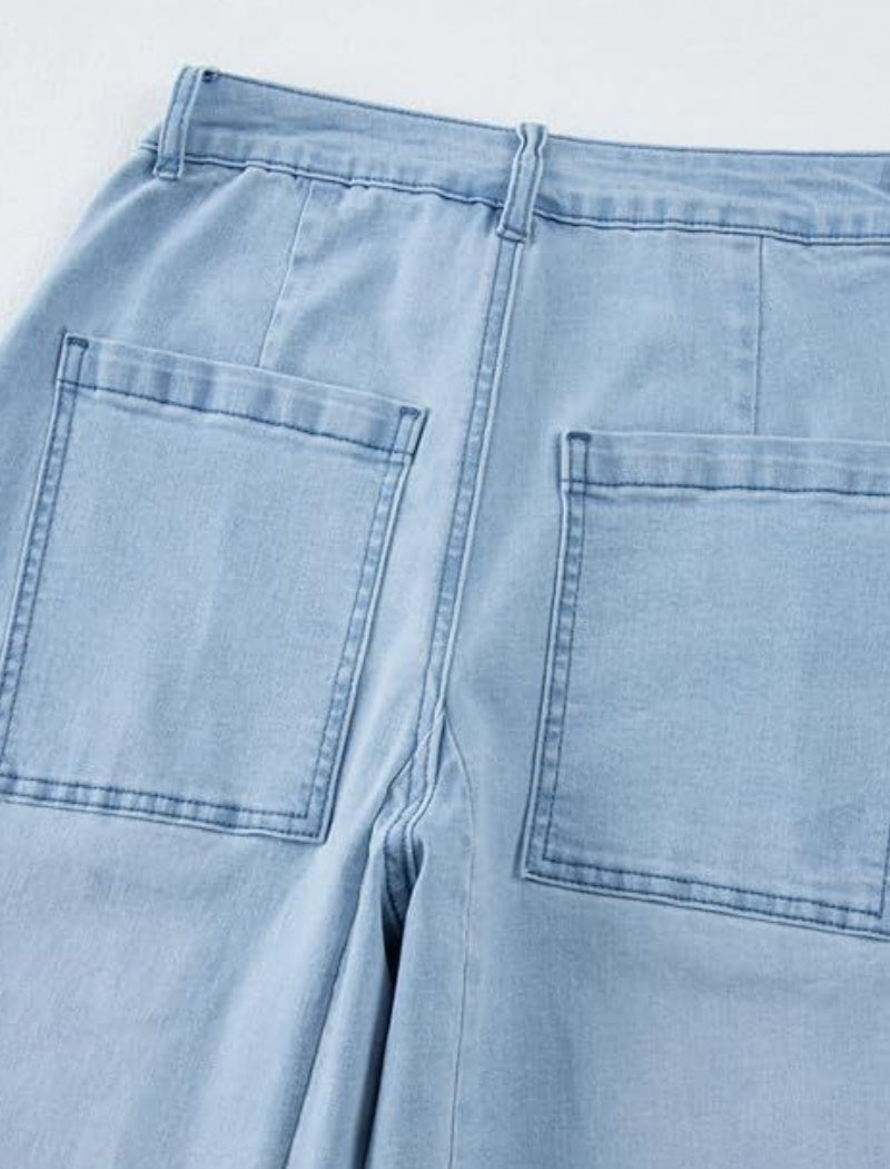 Relaxed Fit Wide-Leg Patch Jeans