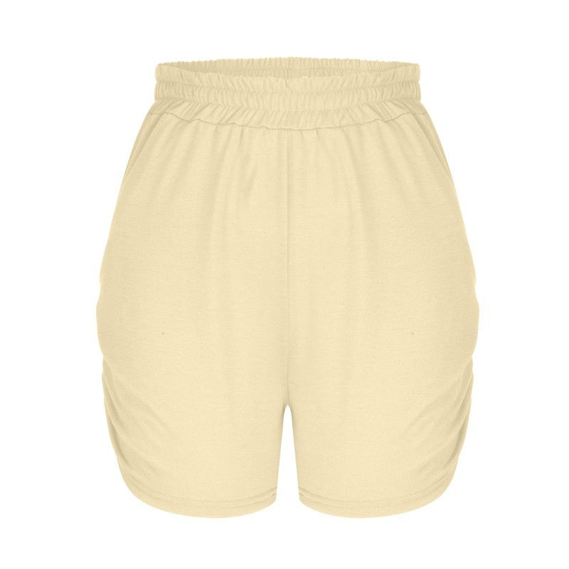 Casual High-Waisted Shorts with Side Ruching