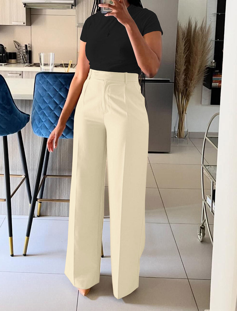 High-Waist Straight-Leg Pants