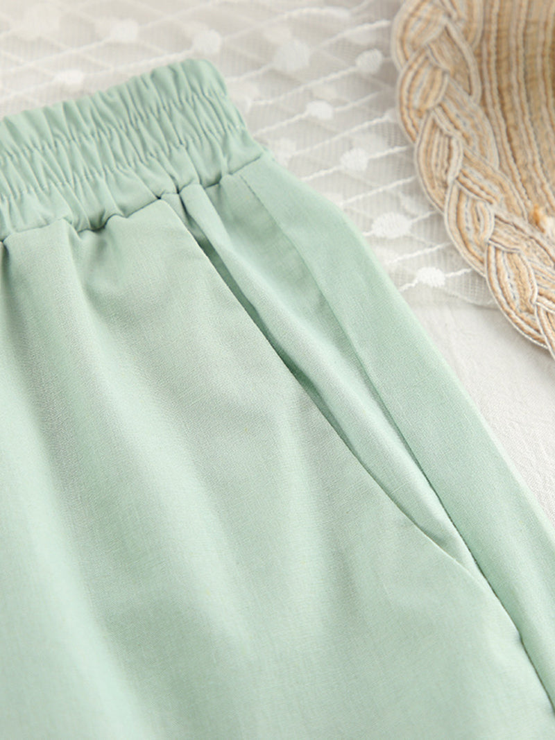 Tie-Front Blouse and Shorts Set