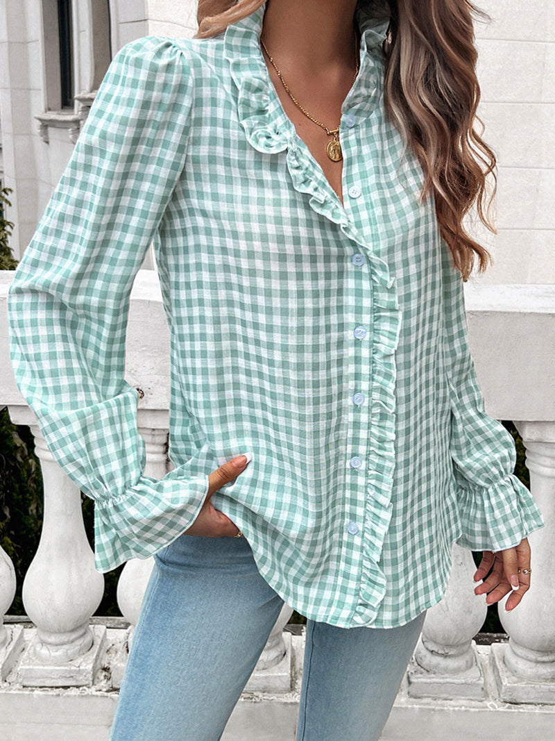 Ruffled Gingham Blouse