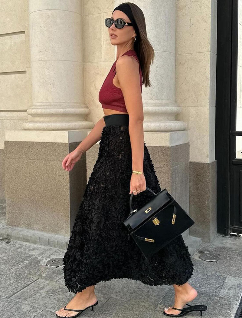 Floral Print High Slit Maxi Skirt
