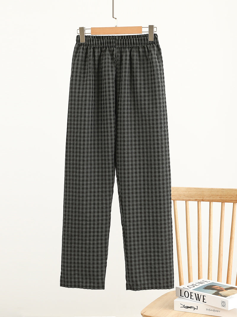 Checkered Wide-Leg Pants