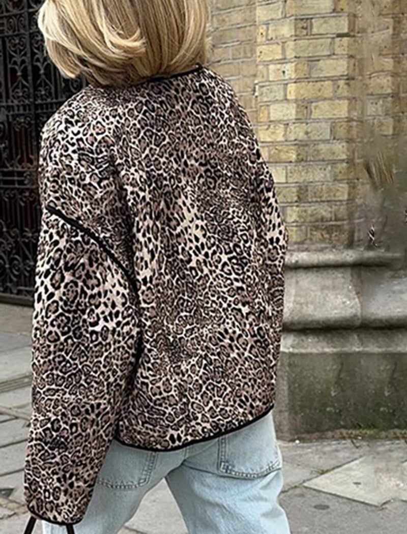 Leopard Quilted Bomber Jacket