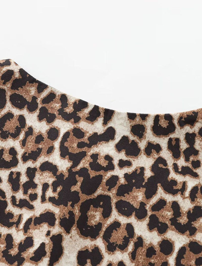 Leopard Print Button-Up Down Vest