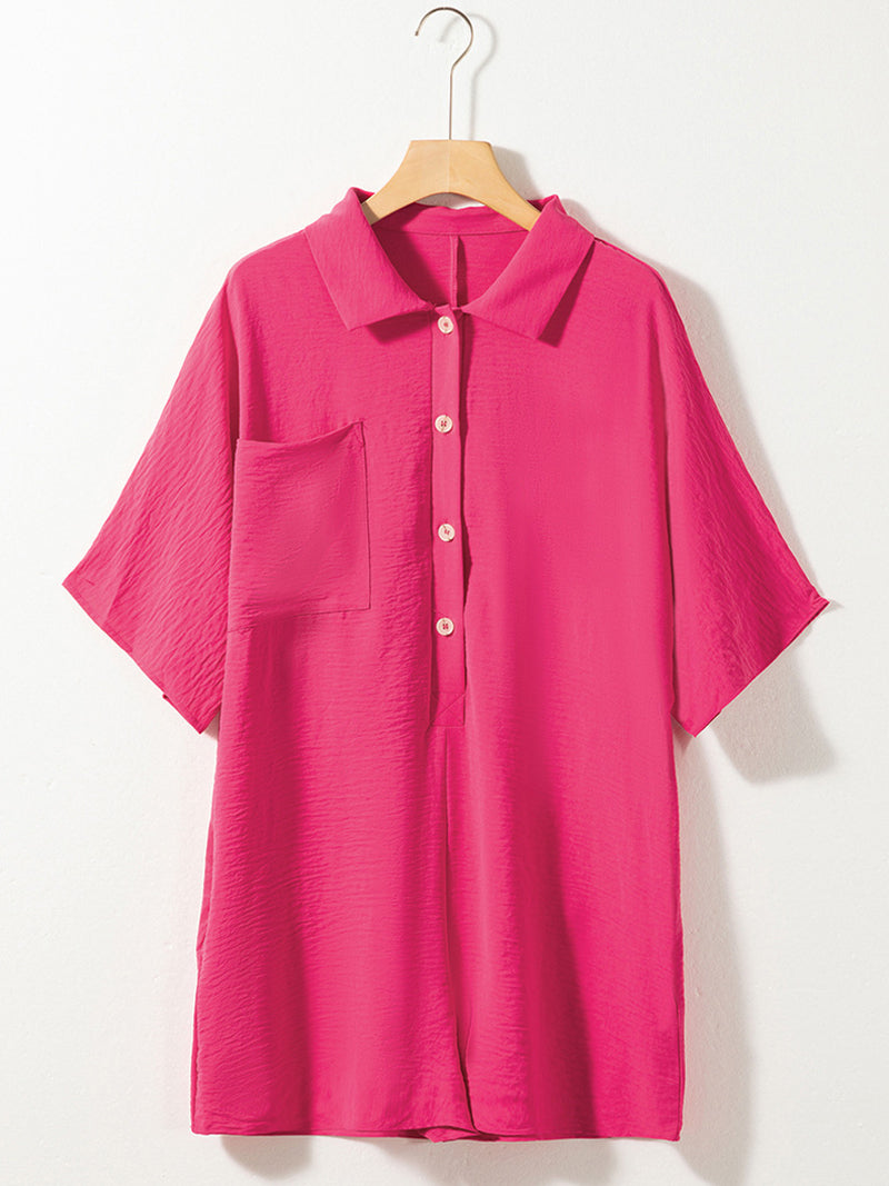 Solid Button-Up Romper