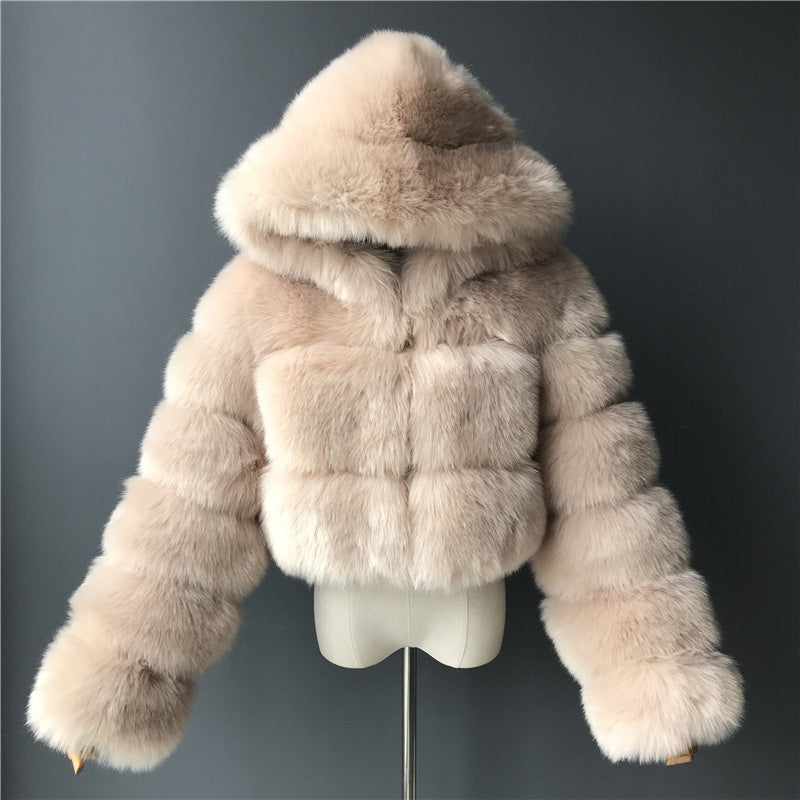 Plush Chunky Knit Hooded Coat