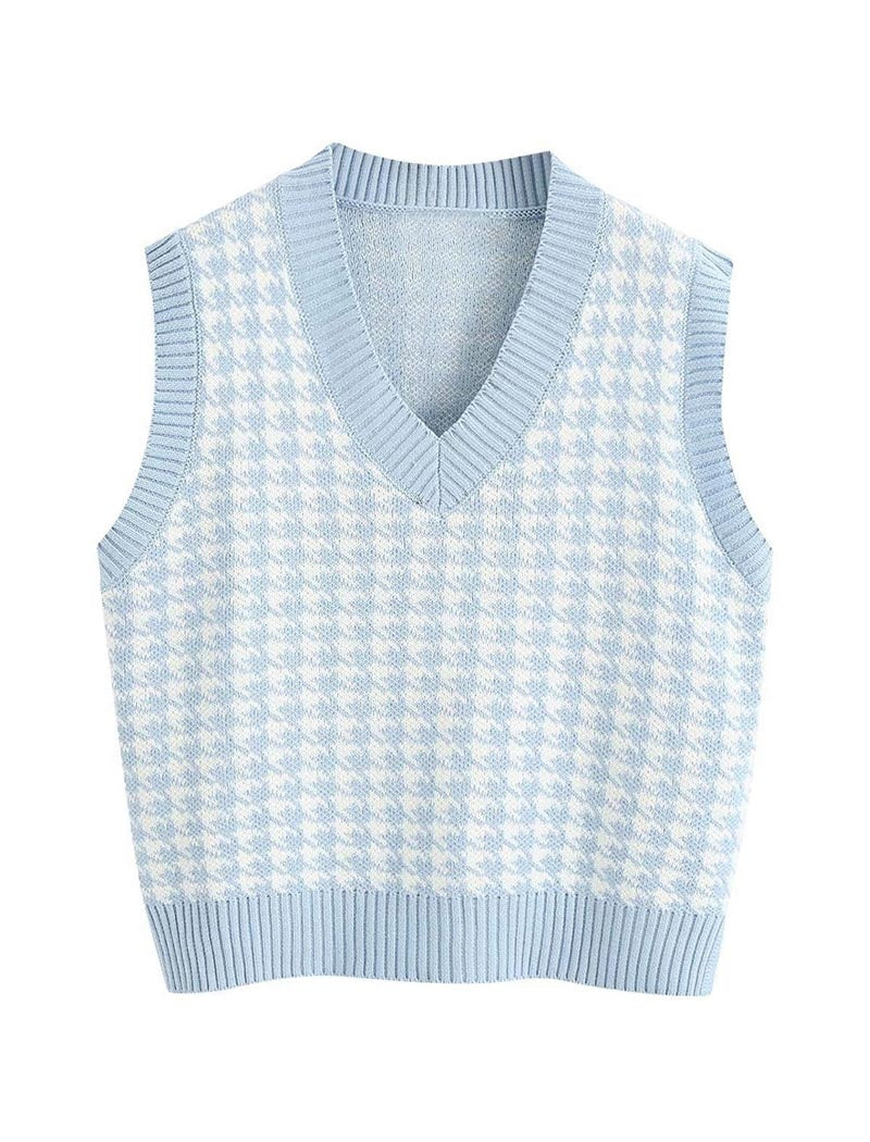 Houndstooth Knit Vest