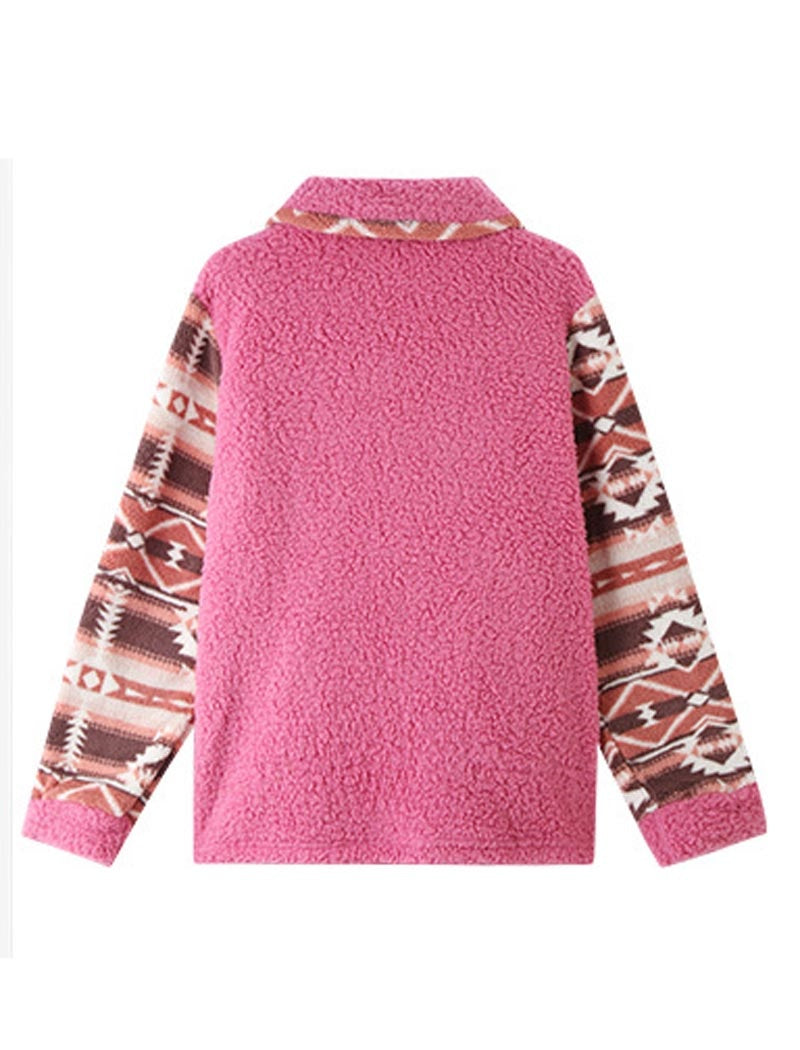 Color Block Sherpa Zipper Jacket