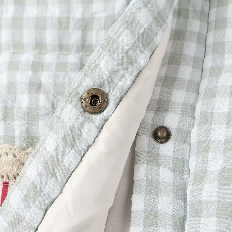 Gingham Jacket with Heart Patch Details