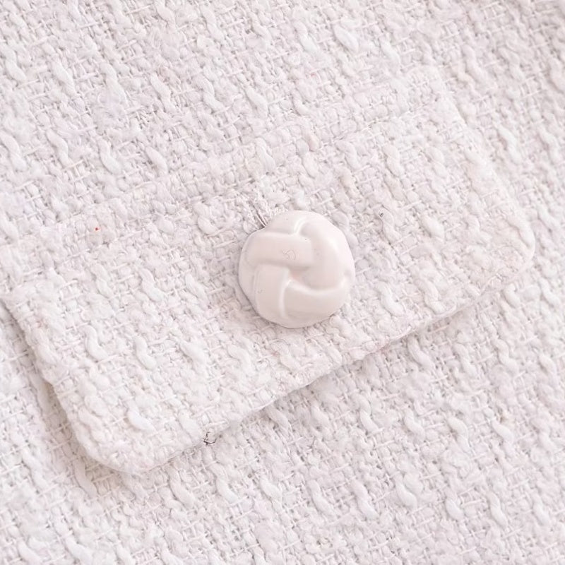 Cropped Tweed Button-Up Jacket