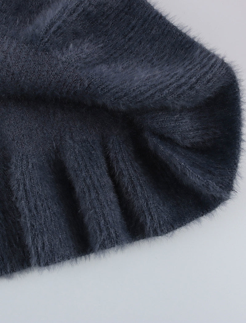 Faux Fur Halter Neck Sleeveless Mini Dress