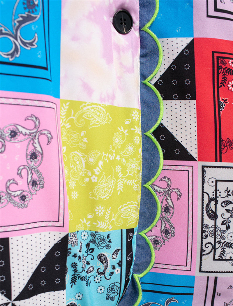 Lace Collar Loose Print Jacket