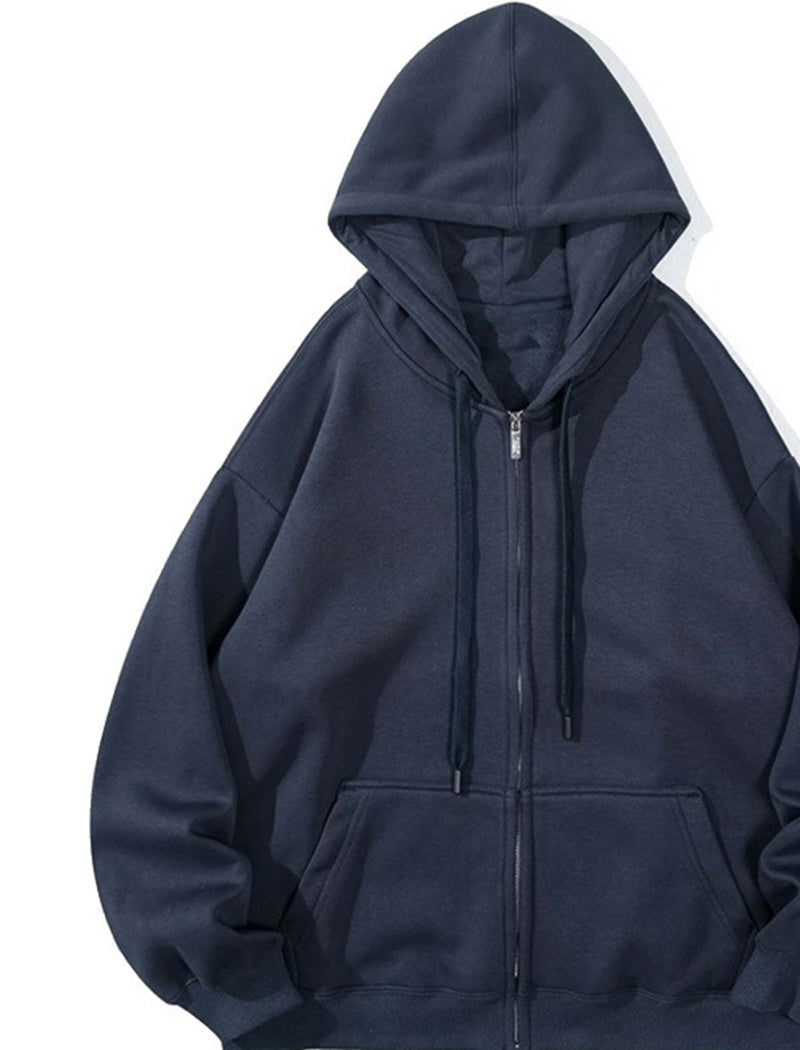 Hooded Solid Drawstring Jacket