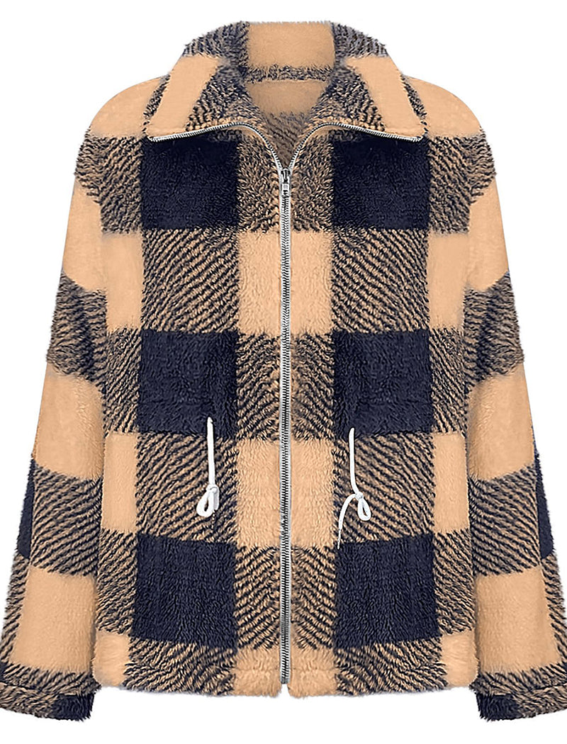 Plaid Pattern Zipper Jacket