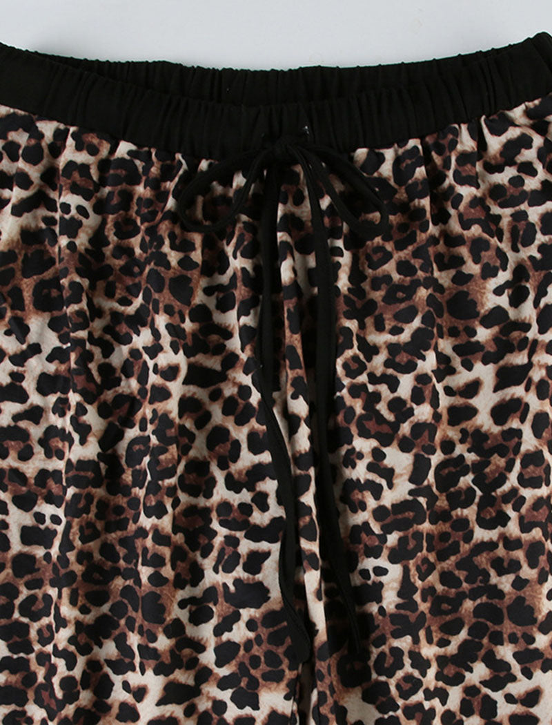 Leopard Print Drawstring Pants