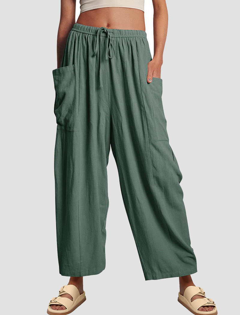 High-Rise Wide-Leg Drawstring Pants