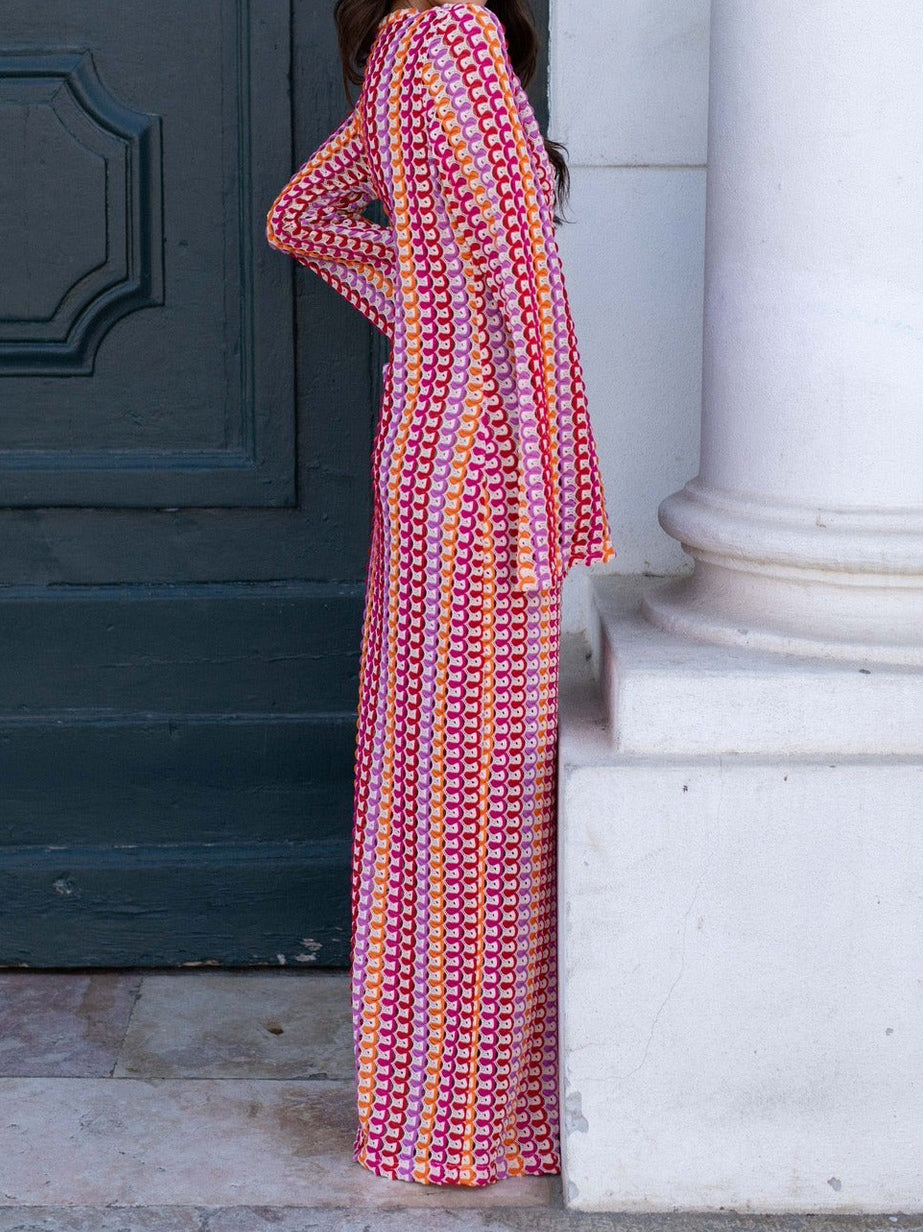 V-Neck Colorblock Maxi Dress