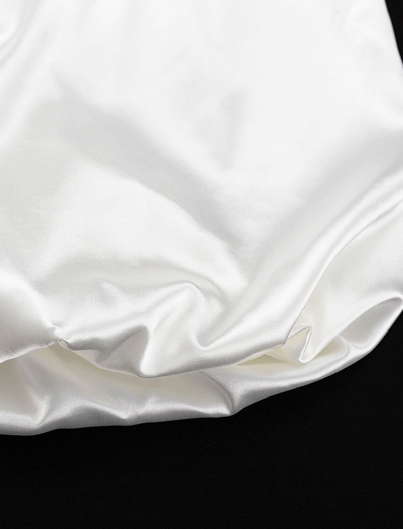 Satin Bubble Skirt with Elastic Waist