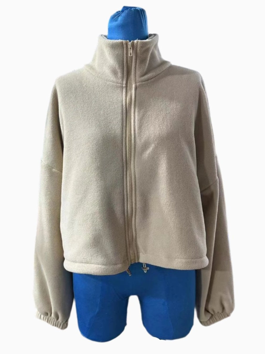 Zip-Up Drawstring Cropped Jacket