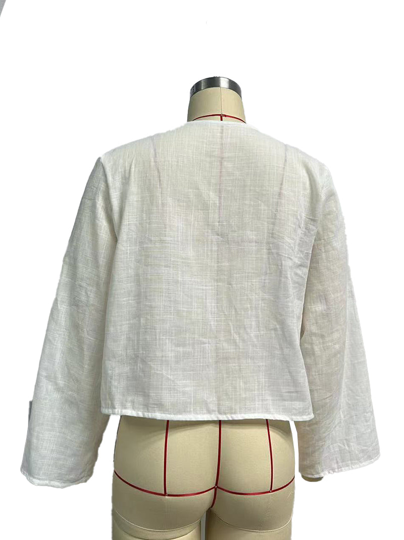 Tie-Front Cropped Blouse