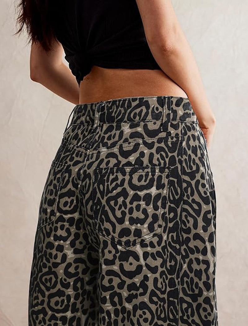 Wide Leg Leopard Print Pants
