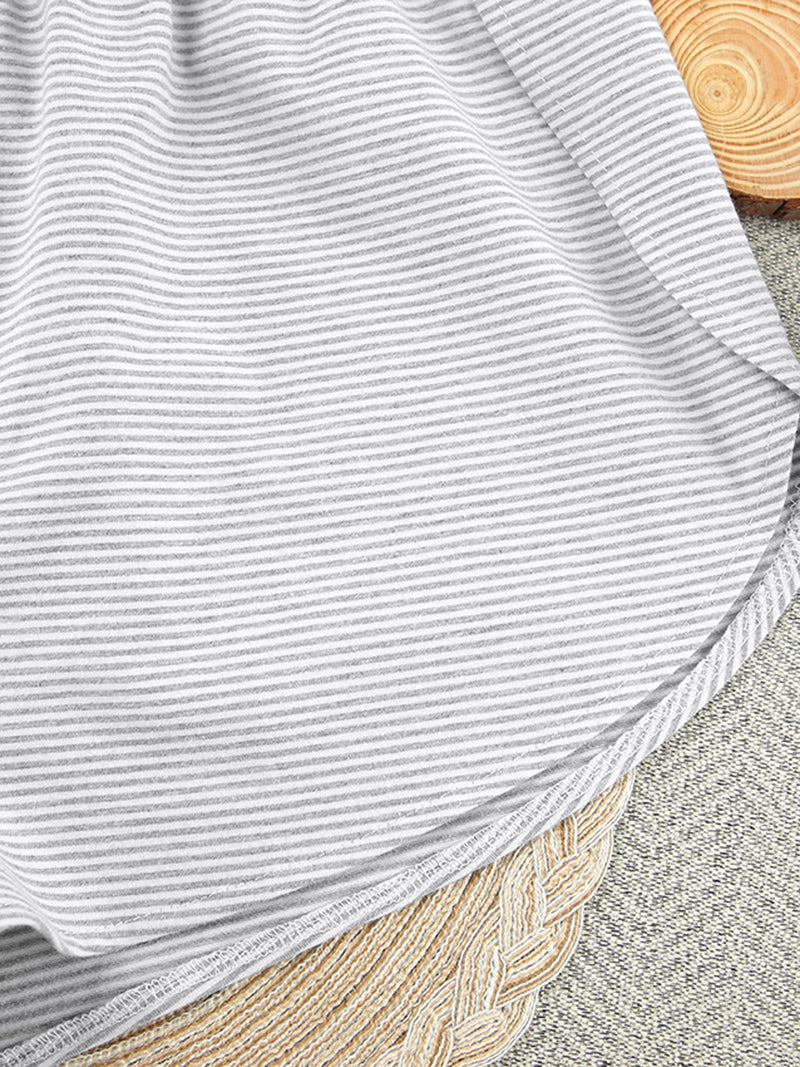 Striped Tee and Slit Shorts Set