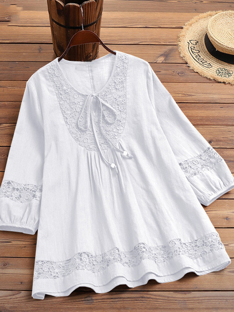 Lace Trim Boho Blouse