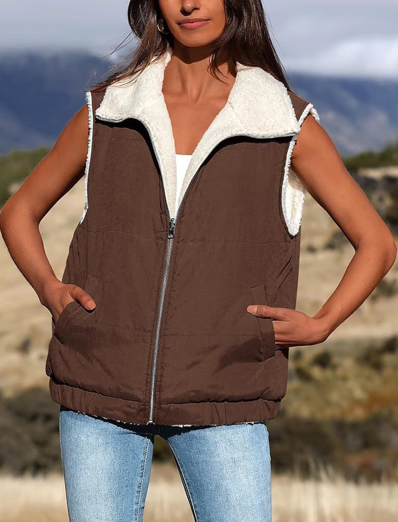 Reversible Zip-Up Quilted Vest